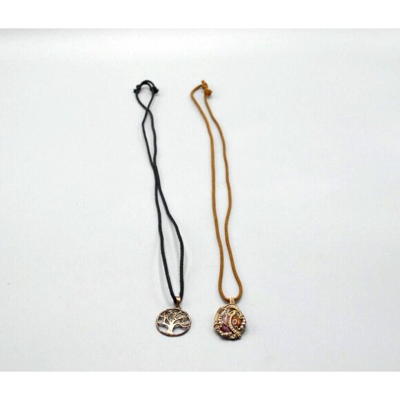 String Pendant Necklaces Wire Wrap + 925 Sterling Silver Tree of Life Lot of 2 - Picture 1 of 6